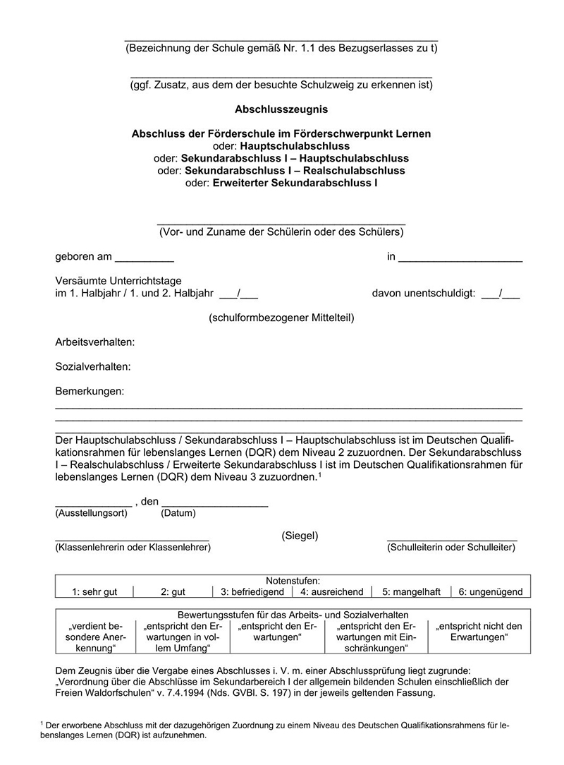 Abschlusszeugnis
