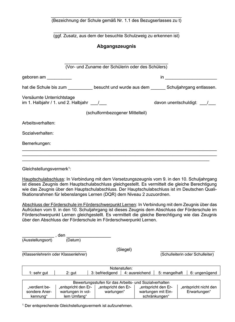 Abgangszeugnis